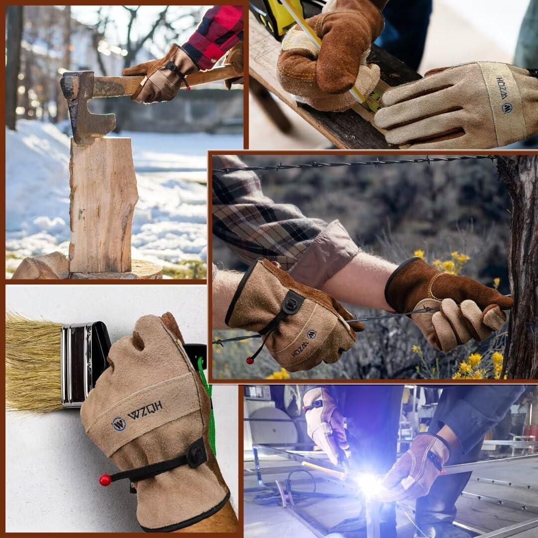 Guantes de trabajo WZQH de cuero grande para jardinería