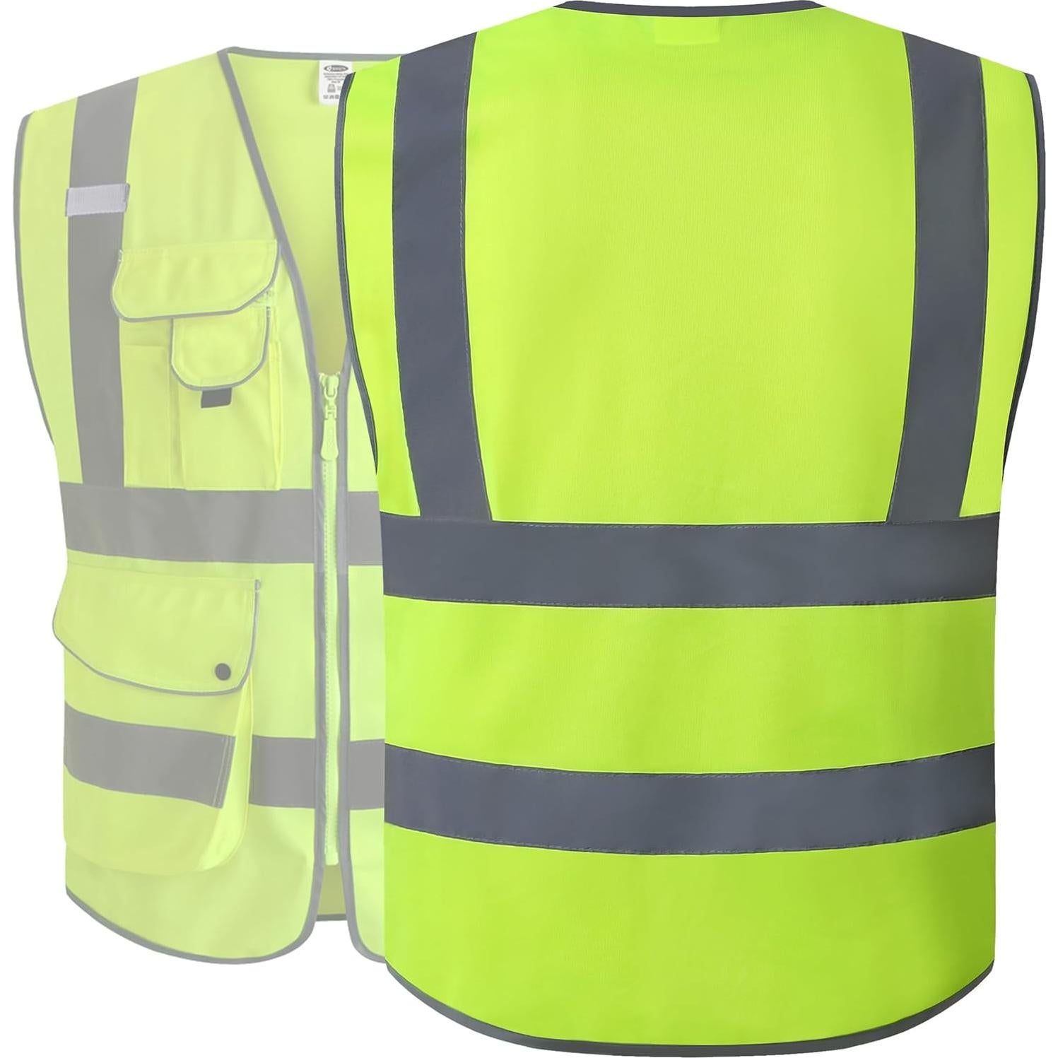 Chaleco de Seguridad JKSafety Grande Amarillo 9 Bolsillos Reflectante