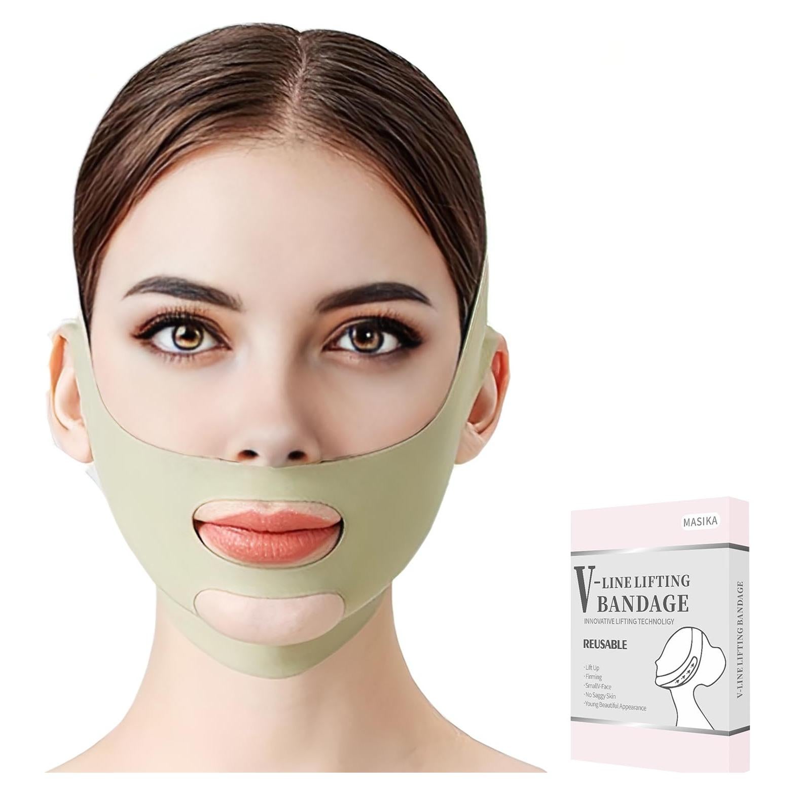 Correa Facial Elevadora MASIKA para Doble Barbilla Verde M