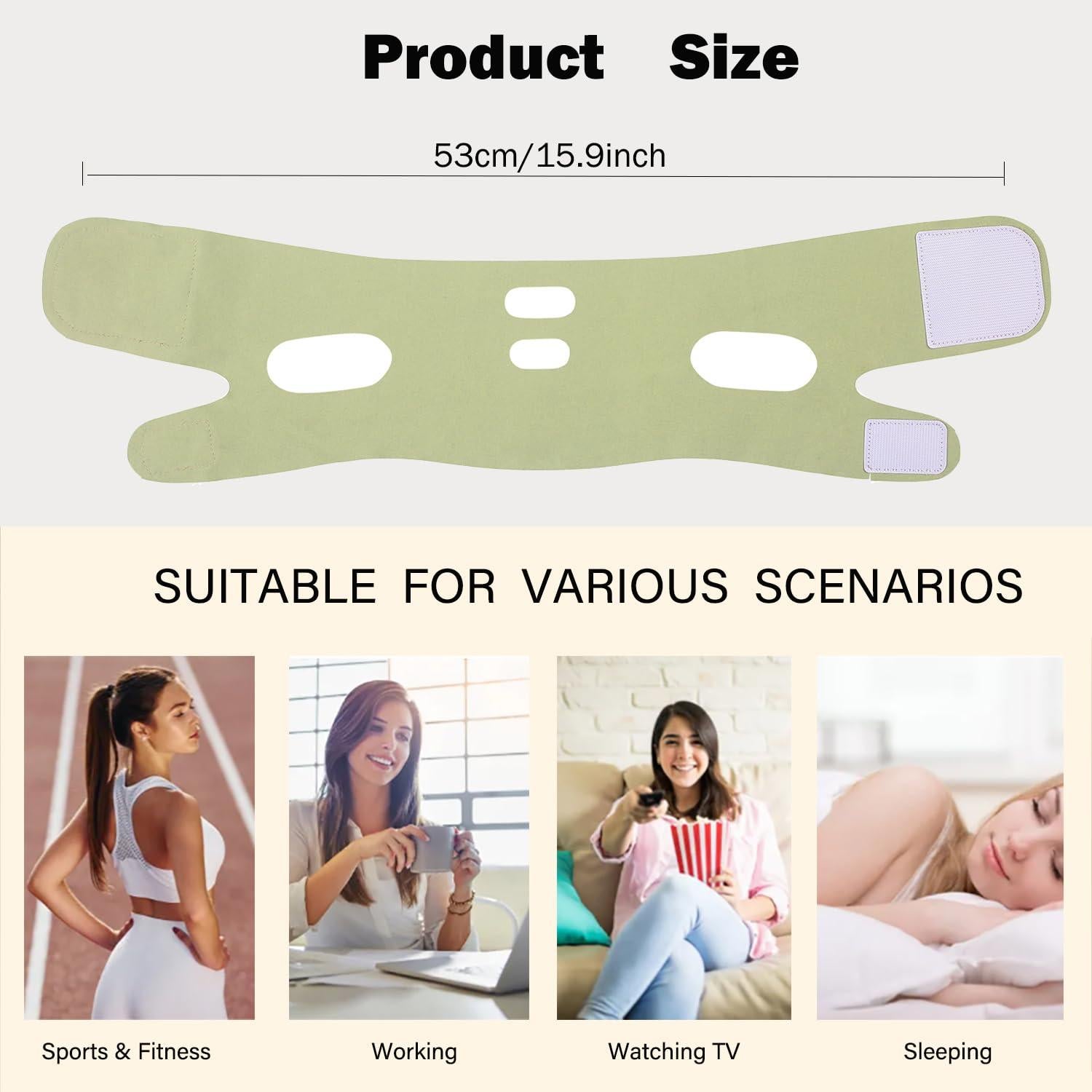 Correa Facial Elevadora MASIKA para Doble Barbilla Verde M