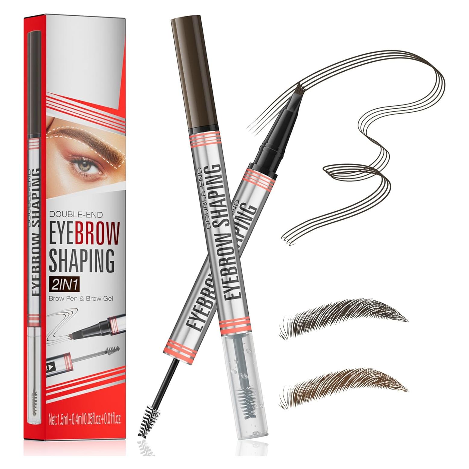 Lápiz de Cejas 2-en-1 DEFSAP Negro con Punta de 4 Puntas