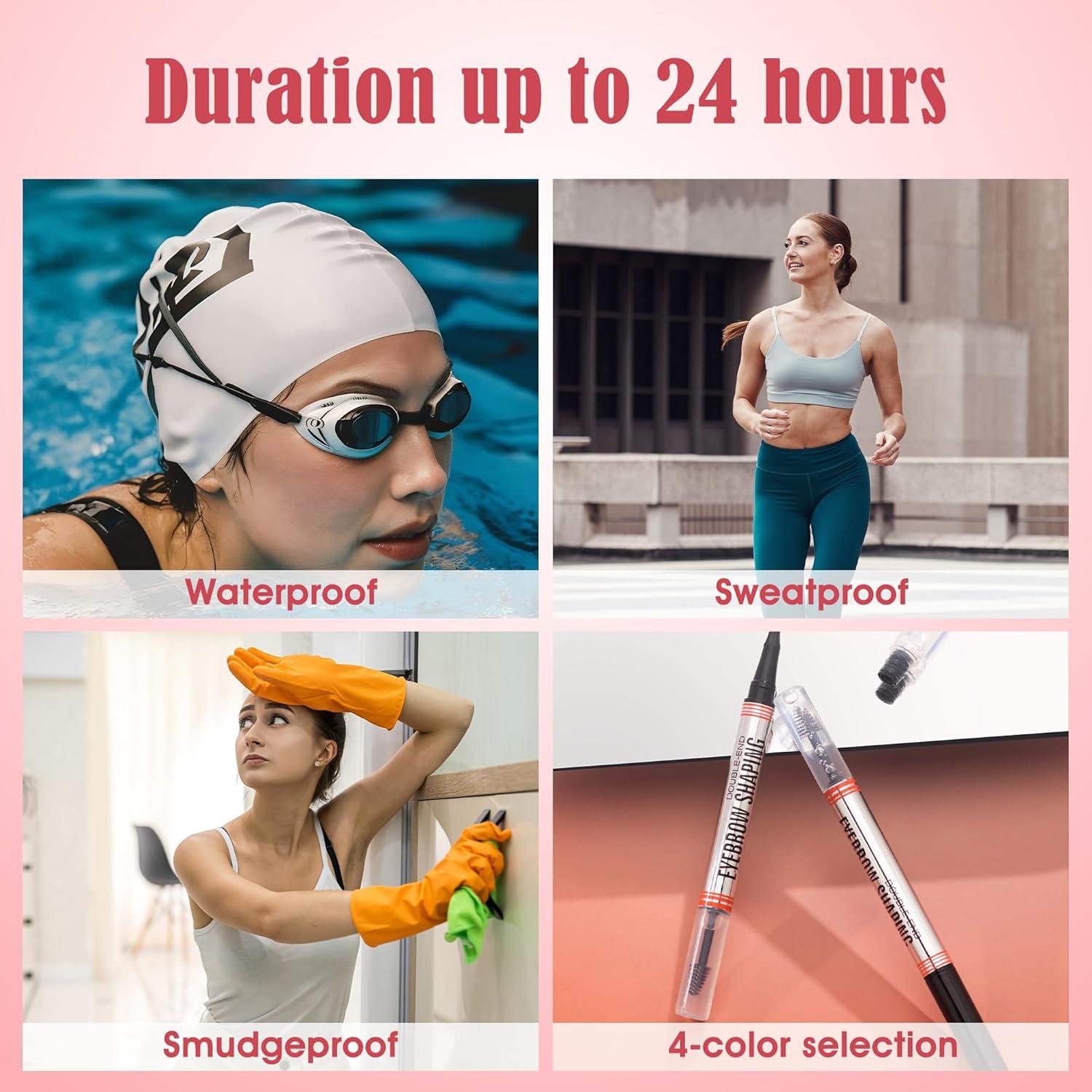 Lápiz de Cejas 2-en-1 DEFSAP Negro con Punta de 4 Puntas