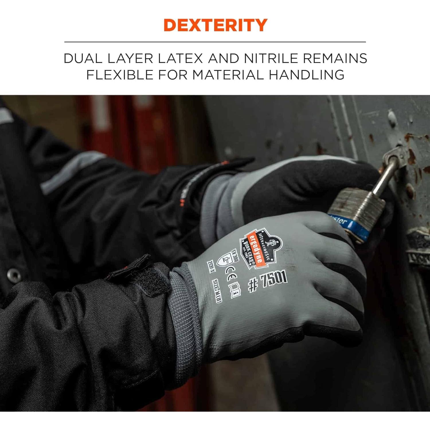 Guantes de Trabajo Invierno Ergodyne 7501 Impermeables Grises