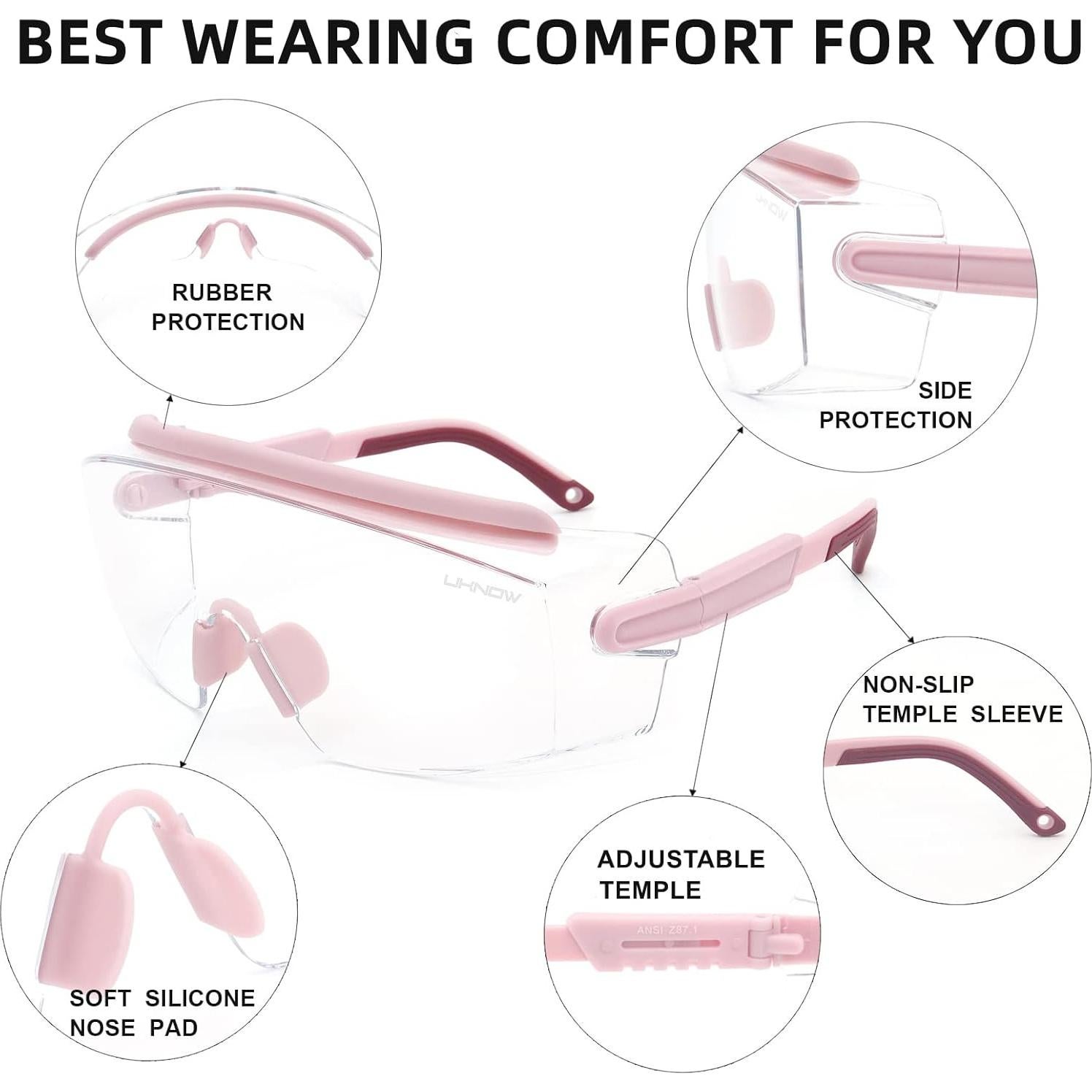 Gafas de Seguridad UKNOW Antivaho Envolventes Rosa
