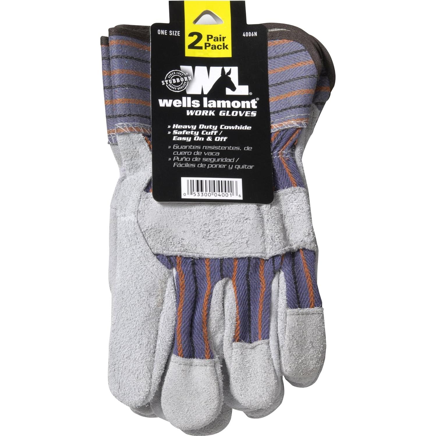 Guantes de Trabajo Wells Lamont 4006N-WNW 2 Pares de Cuero