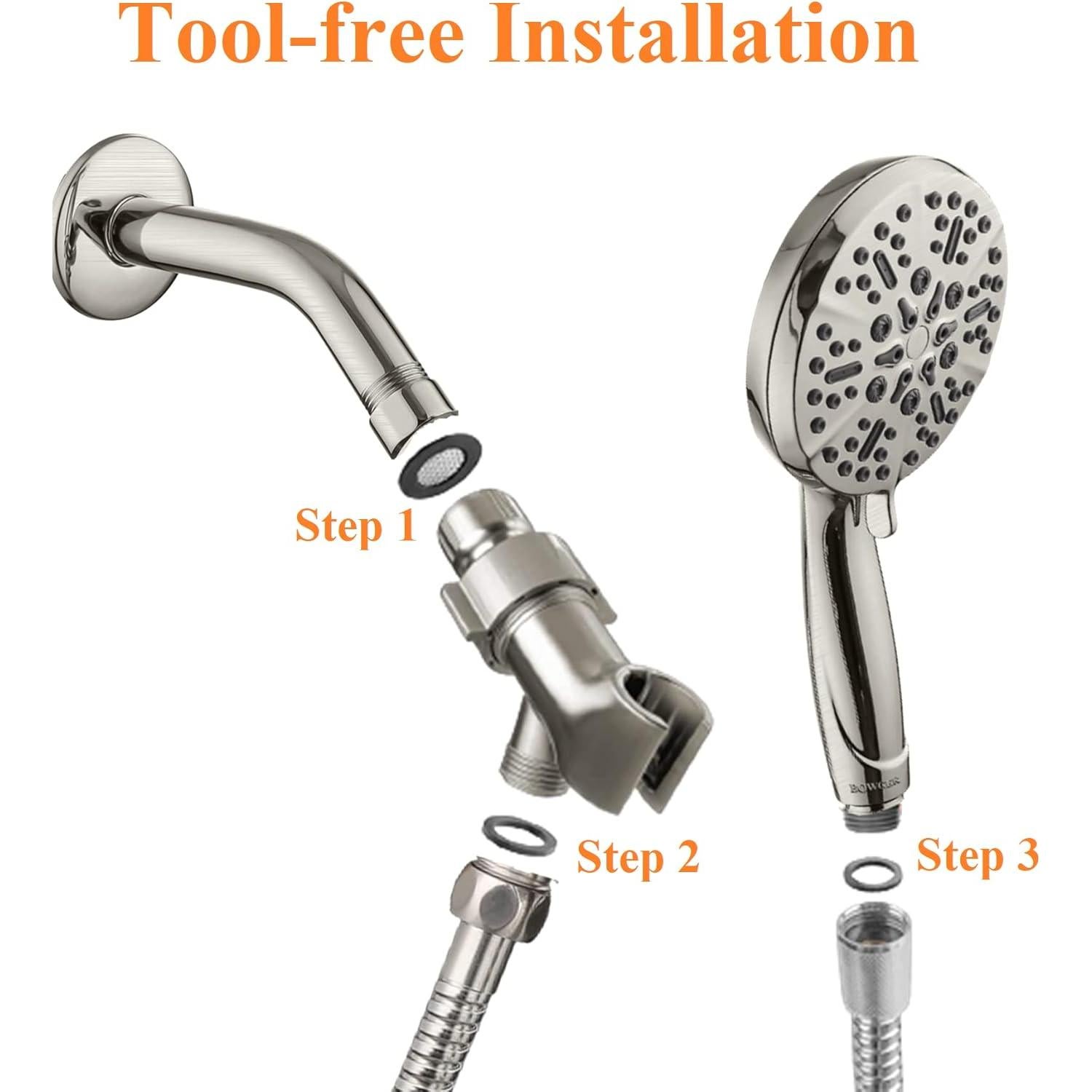 Cabezal de Ducha BOWGER Alta Presión 5 Modos Níquel Cepillado