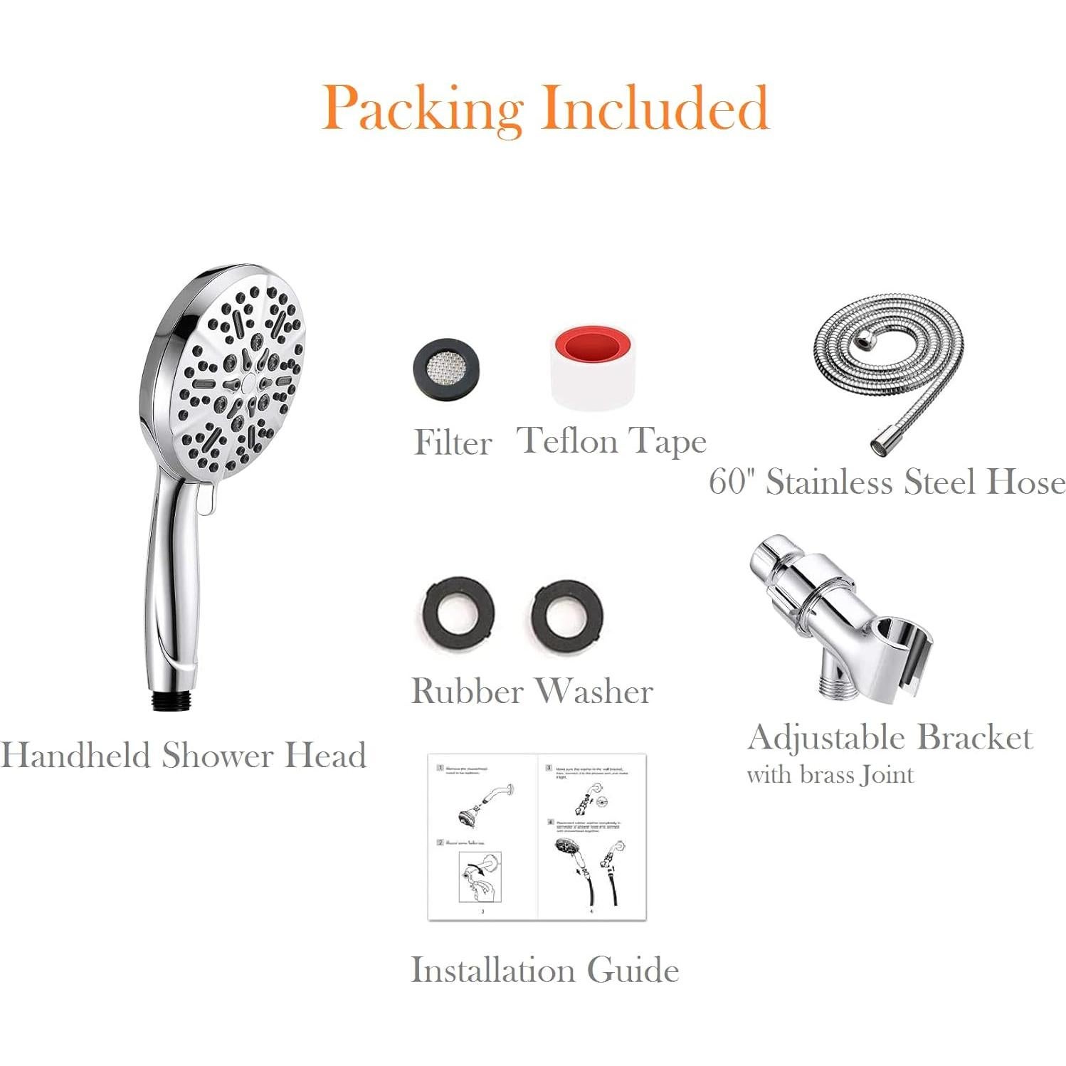 Cabezal de Ducha BOWGER 5 Modos Alta Presión Cromo 12.7 cm