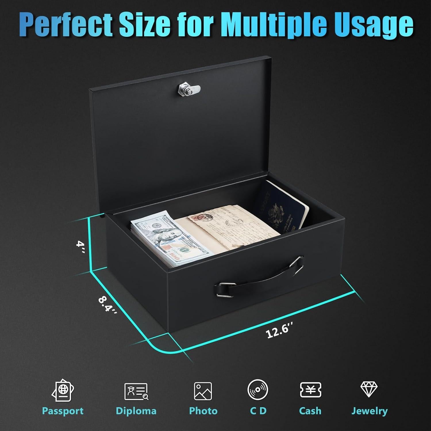 Caja a Prueba de Fuego Xydled con Cerradura - 32x21x10 cm