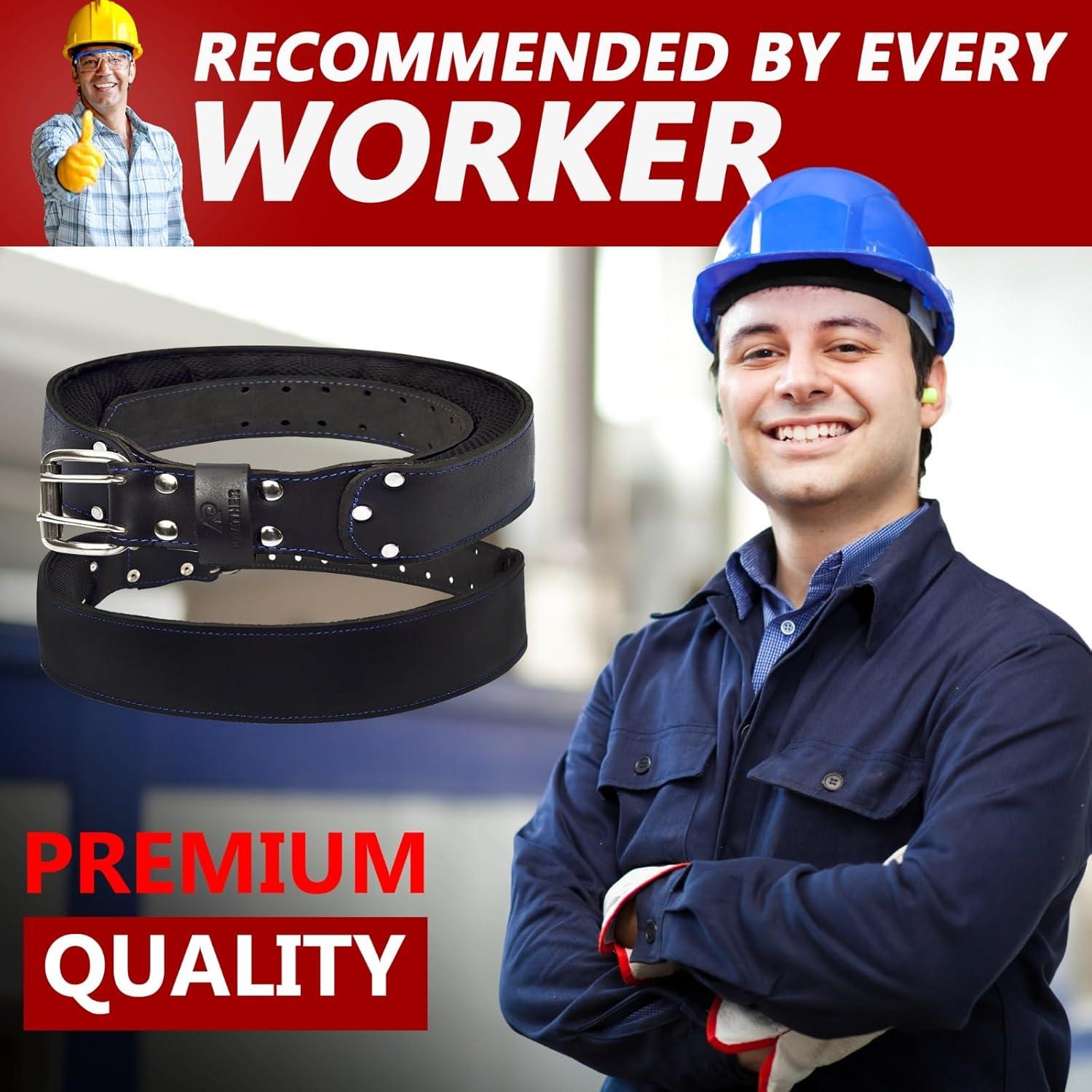 Cinturón de herramientas Pro-501 de cuero ajustable negro