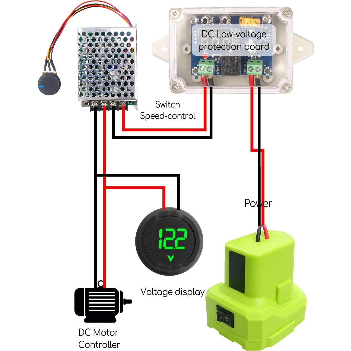 Kit Adaptador Batería Power Wheel GMURA Compatible Ryobi 18V