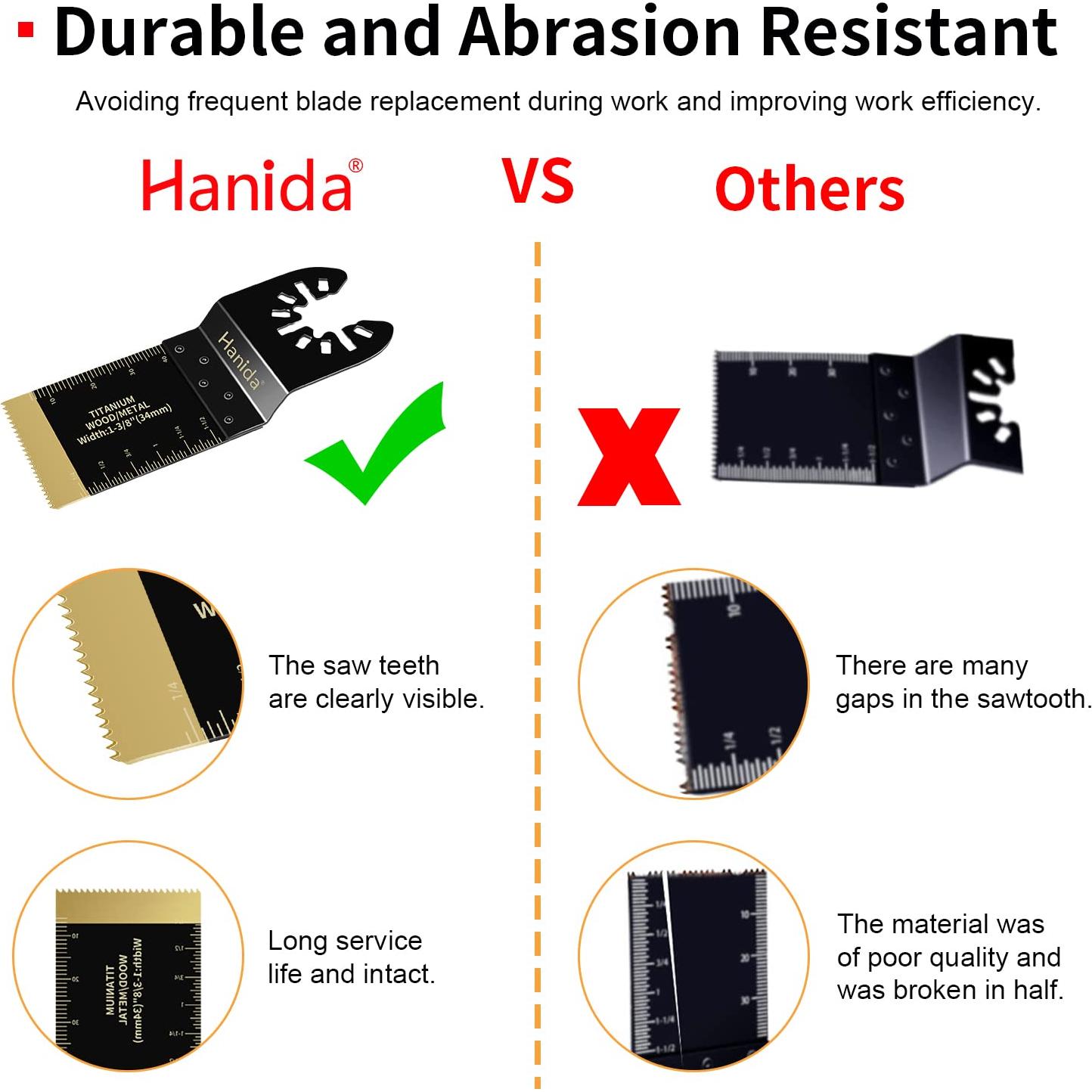 13Pcs Titanium Oscillating Multitool Blades Oscillating Saw Blade for Wood Plastic Metal, Universal Quick Release Power Oscillating Tool Blades Kits for Dewalt Milwaukee