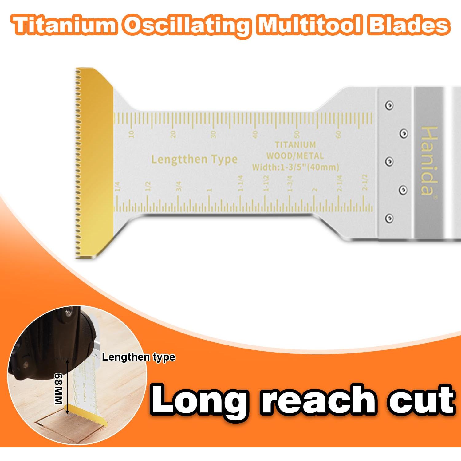 13Pcs Titanium Oscillating Multitool Blades Oscillating Saw Blade for Wood Plastic Metal, Universal Quick Release Power Oscillating Tool Blades Kits for Dewalt Milwaukee