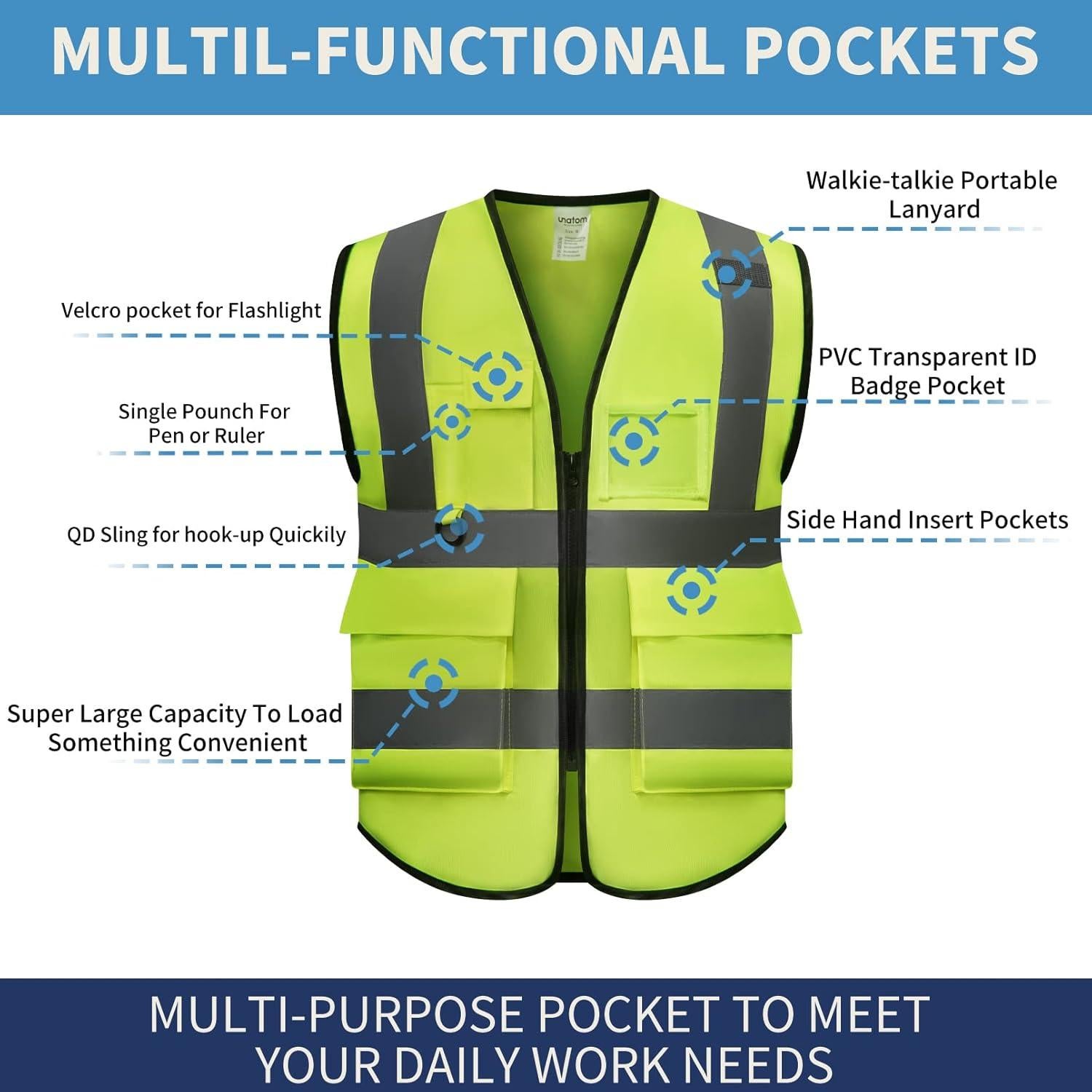 Chaleco de Seguridad UNATOM Mediano Amarillo Reflectante