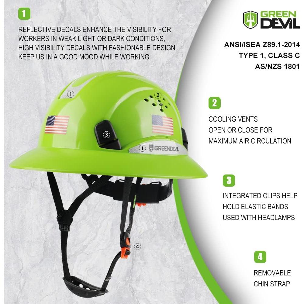 Casco de Seguridad GREEN DEVIL Mervex Vent FB Verde con Toalla