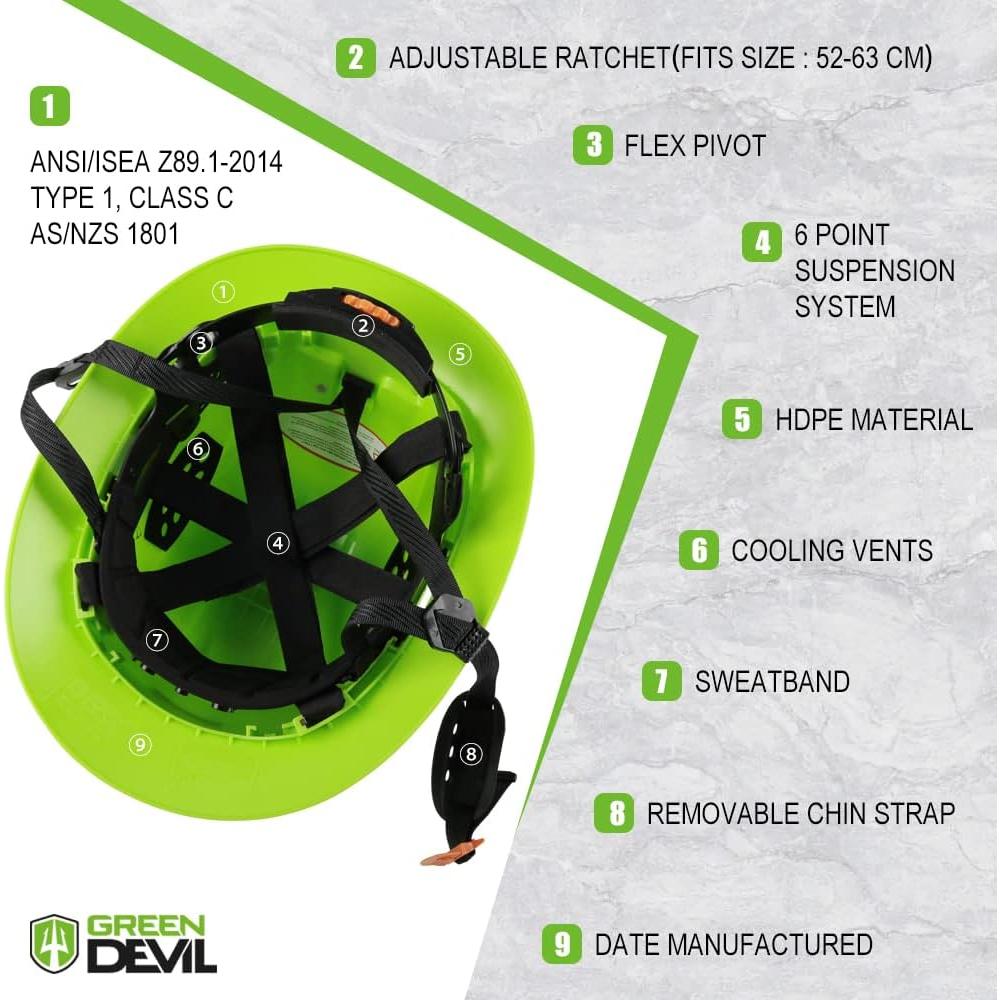 Casco de Seguridad GREEN DEVIL Mervex Vent FB Verde con Toalla