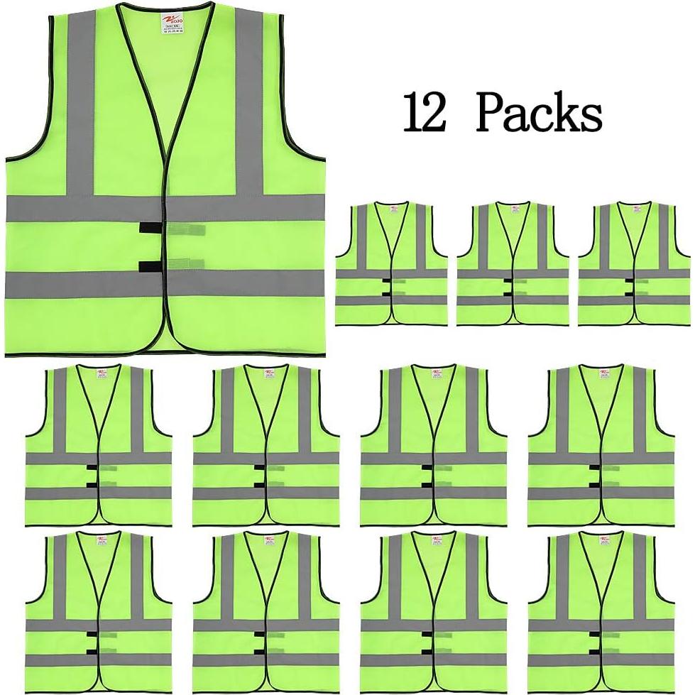 Chalecos de Seguridad ZOJO 12 Paquetes Amarillo Neón