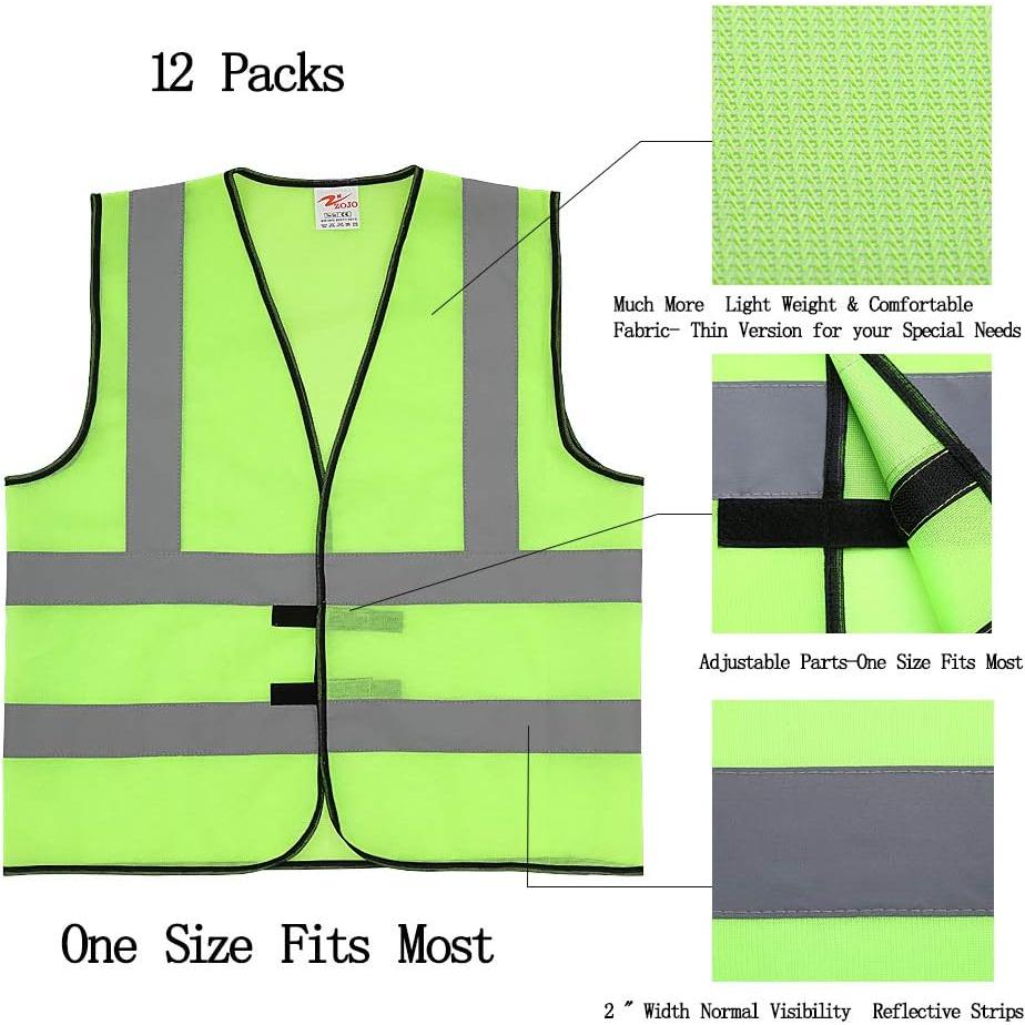 Chalecos de Seguridad ZOJO 12 Paquetes Amarillo Neón