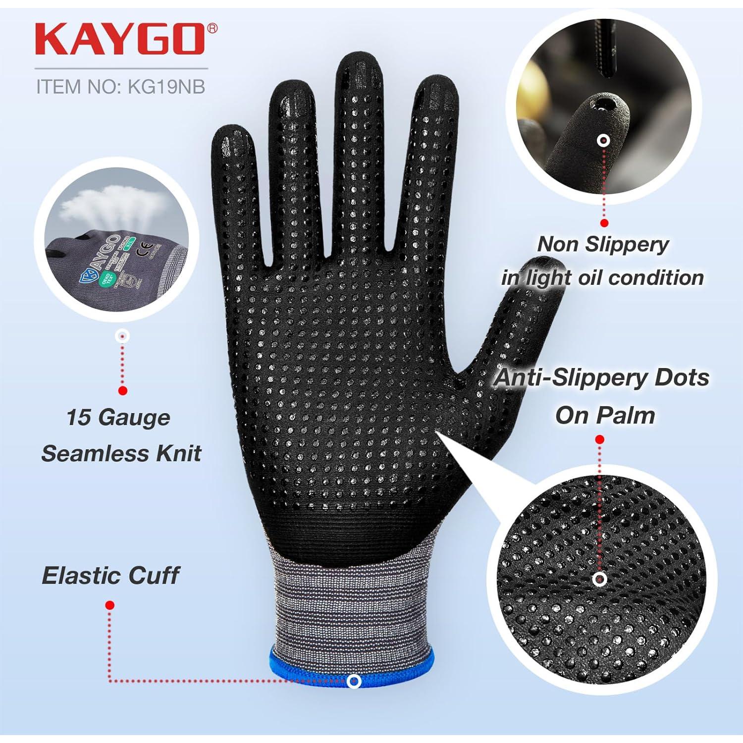 KAYGO Guantes de Trabajo Nitrilo MicroFoam 12 Pares M Gris