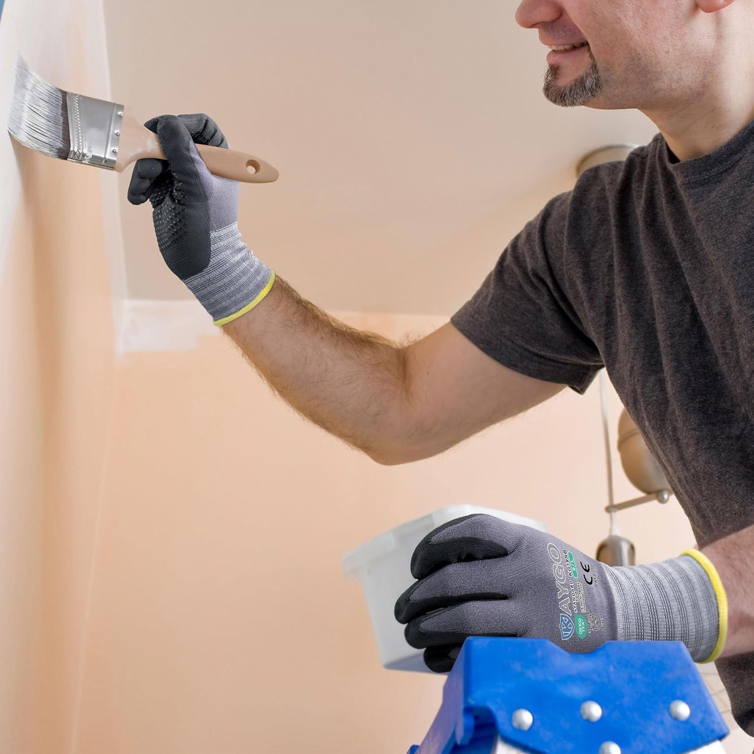 KAYGO Guantes de Trabajo Nitrilo MicroFoam 12 Pares M Gris