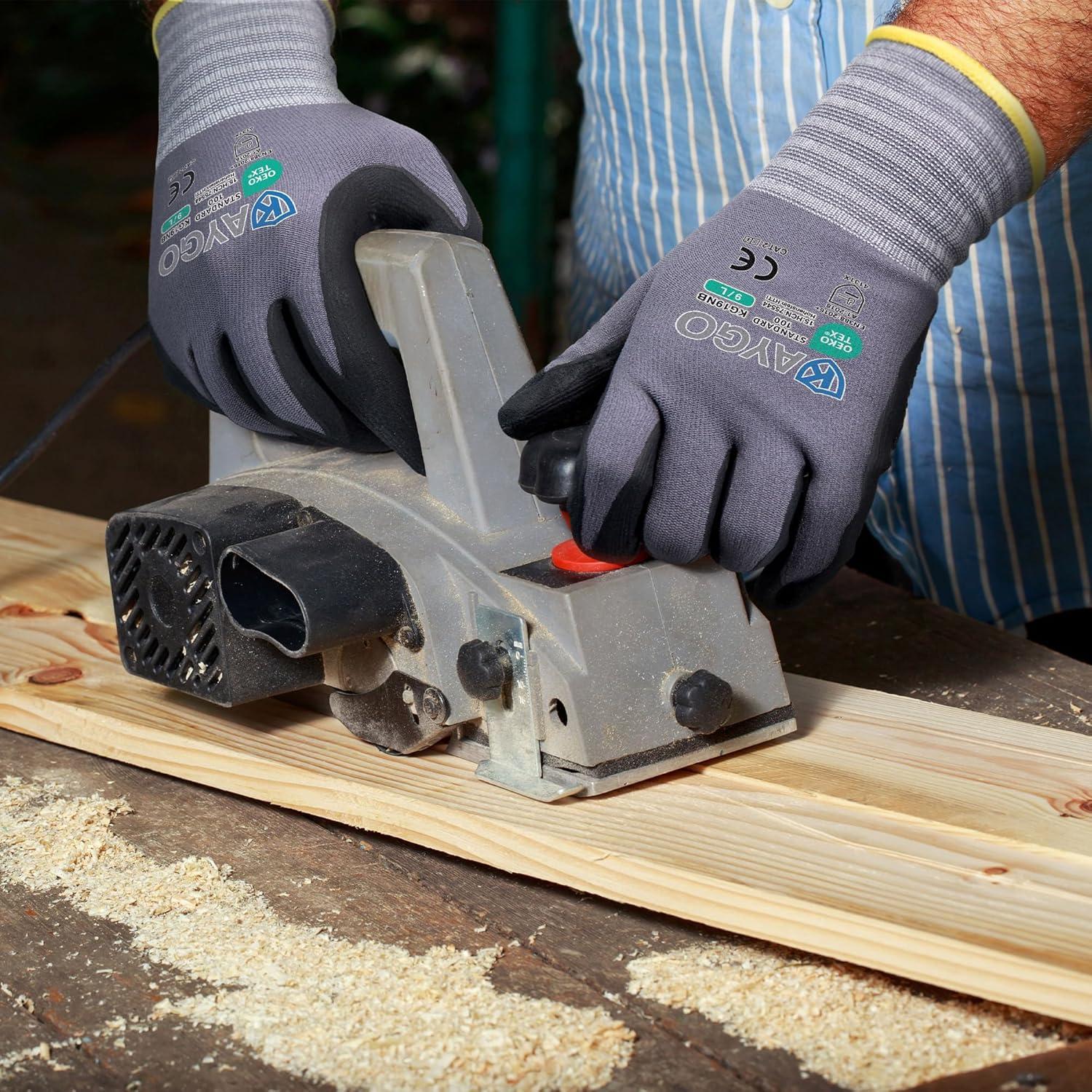 KAYGO Guantes de Trabajo Nitrilo MicroFoam 12 Pares M Gris