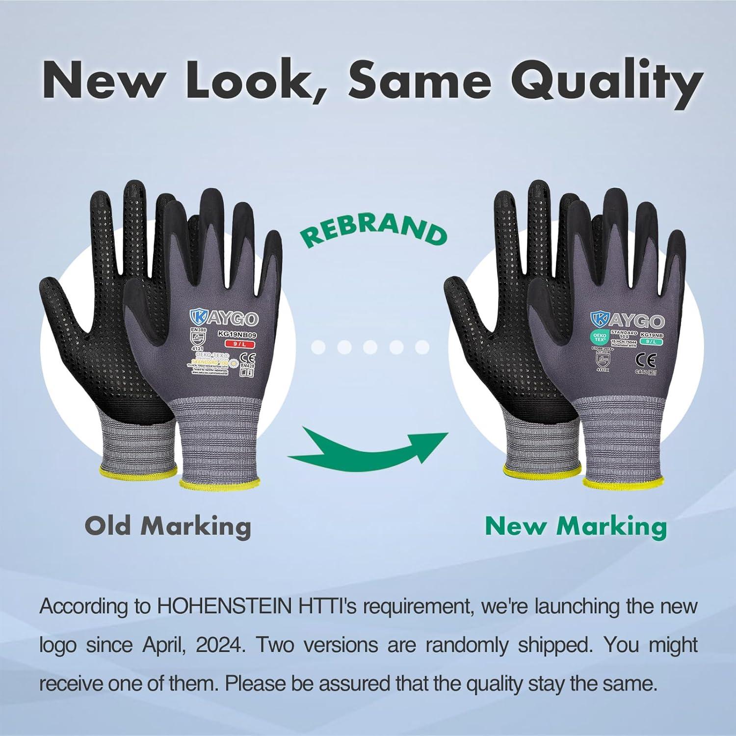 KAYGO Guantes de Trabajo Nitrilo MicroFoam 12 Pares M Gris