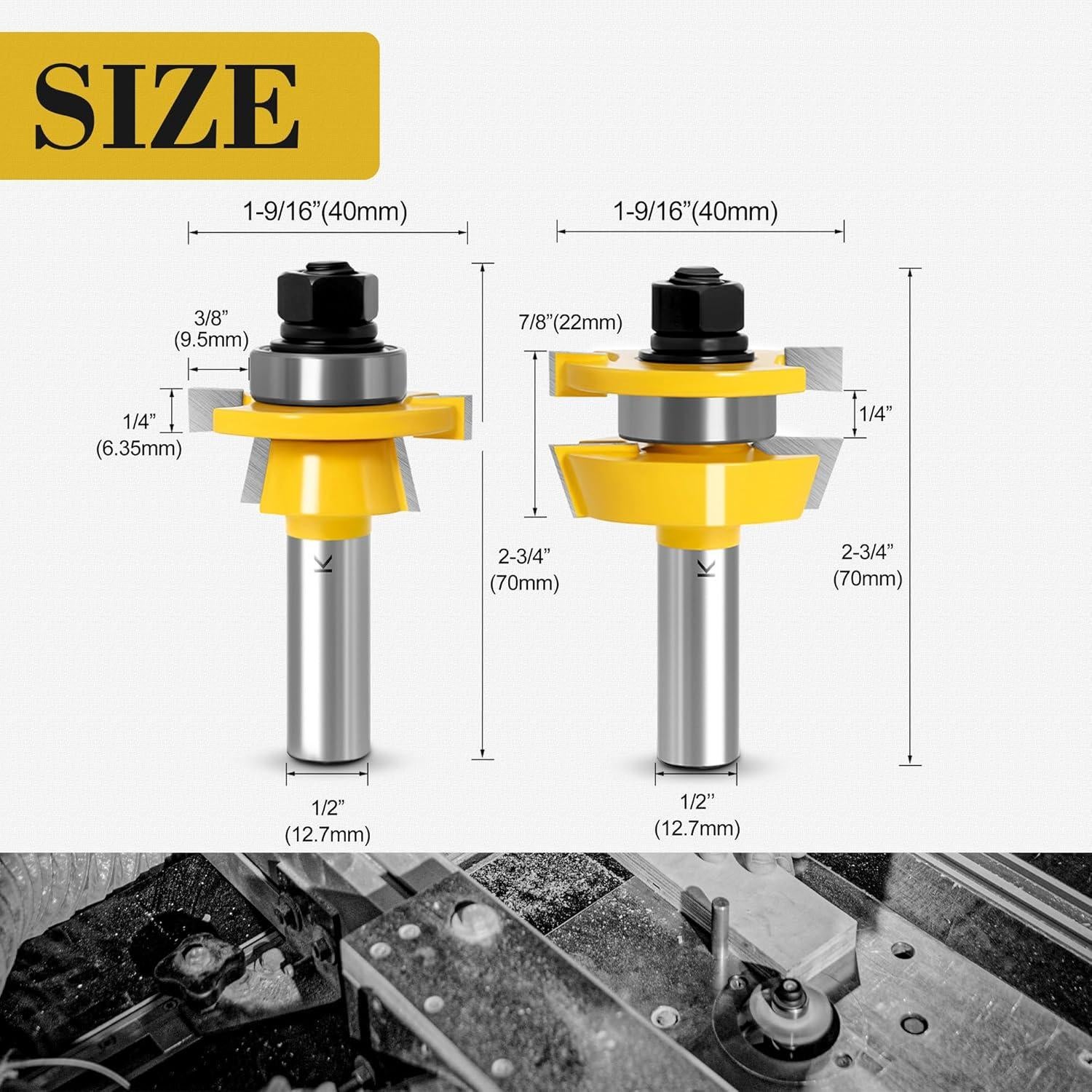 ASNOMY 2 Piezas Shaker Rail y Stile Router Bits 12.7mm Eje