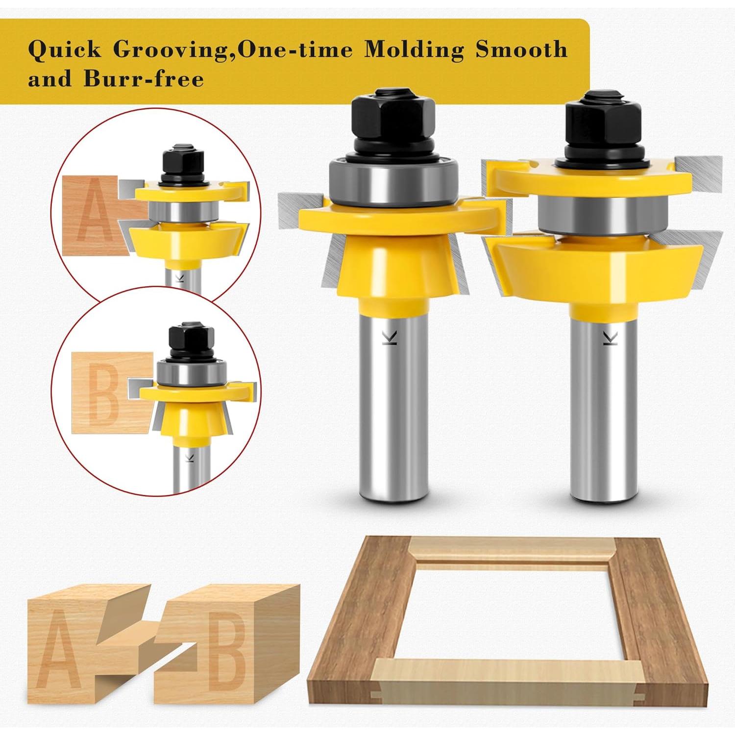 ASNOMY 2 Piezas Shaker Rail y Stile Router Bits 12.7mm Eje