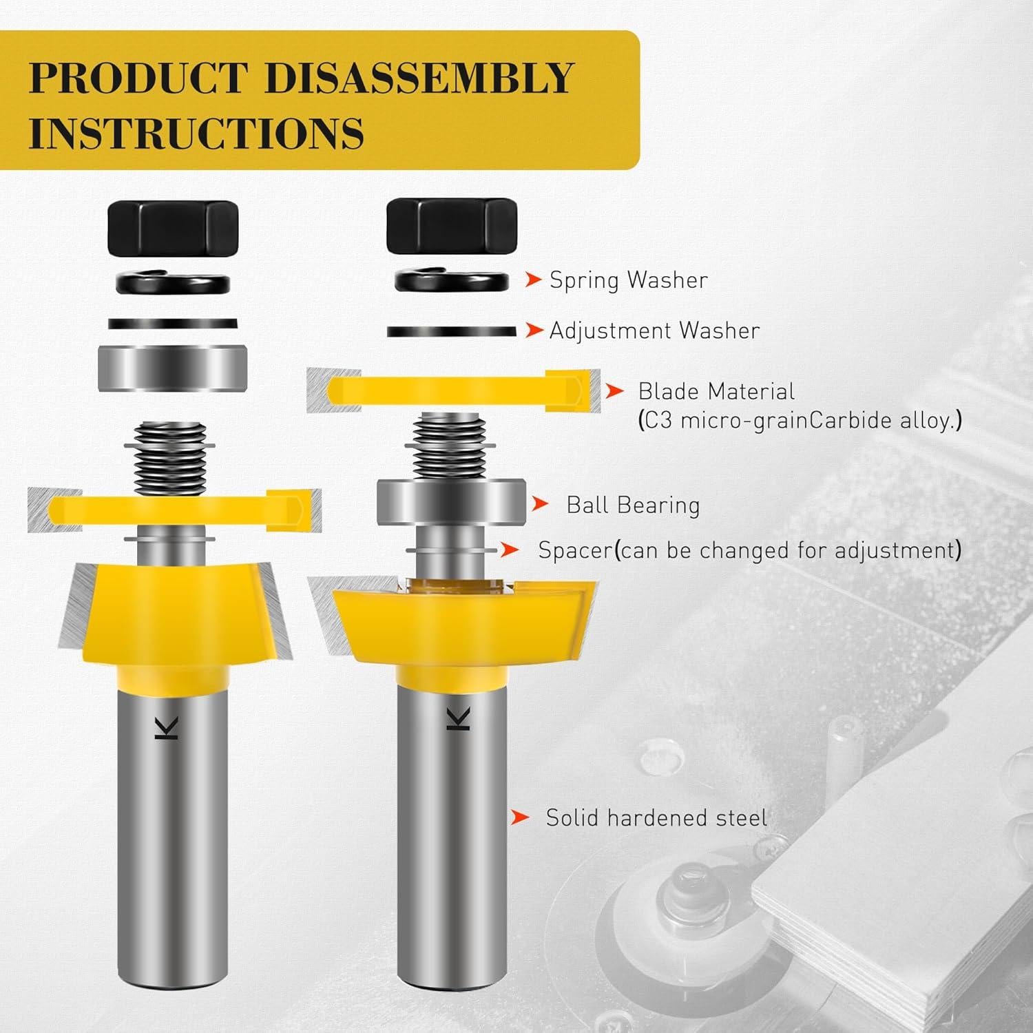 ASNOMY 2 Piezas Shaker Rail y Stile Router Bits 12.7mm Eje