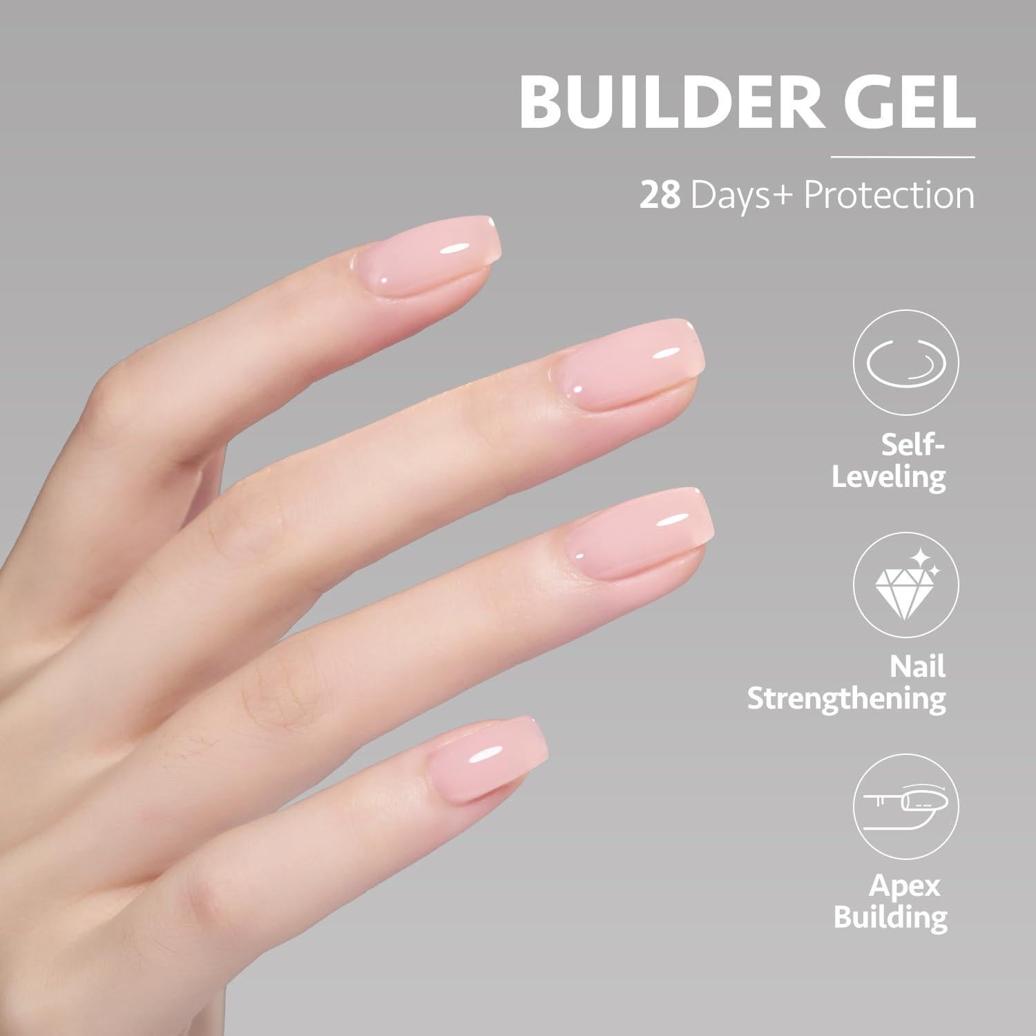 Gel Constructor GAOY 16ml Rosa Bebé para Uñas Duras UV