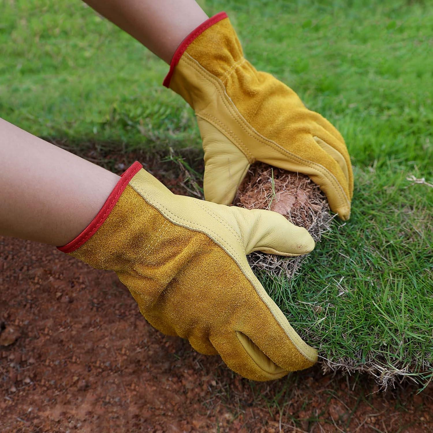 Guantes de trabajo OZERO de cuero para jardinería y construcción
