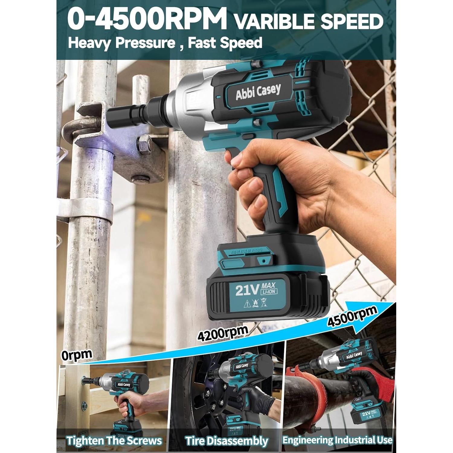 Llave de Impacto 3/4 Abbi Casey 2000N.m 4500 RPM con Baterías