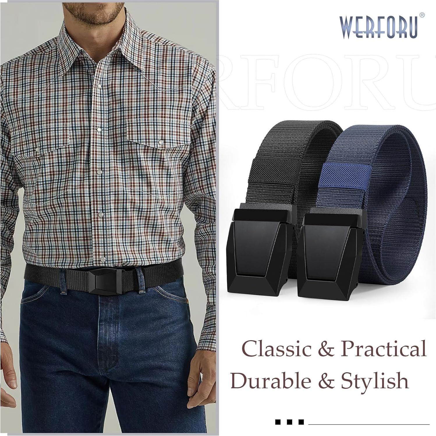 Cinturón Táctico Nylon WERFORU 2 Pack Ajustable 50 cm