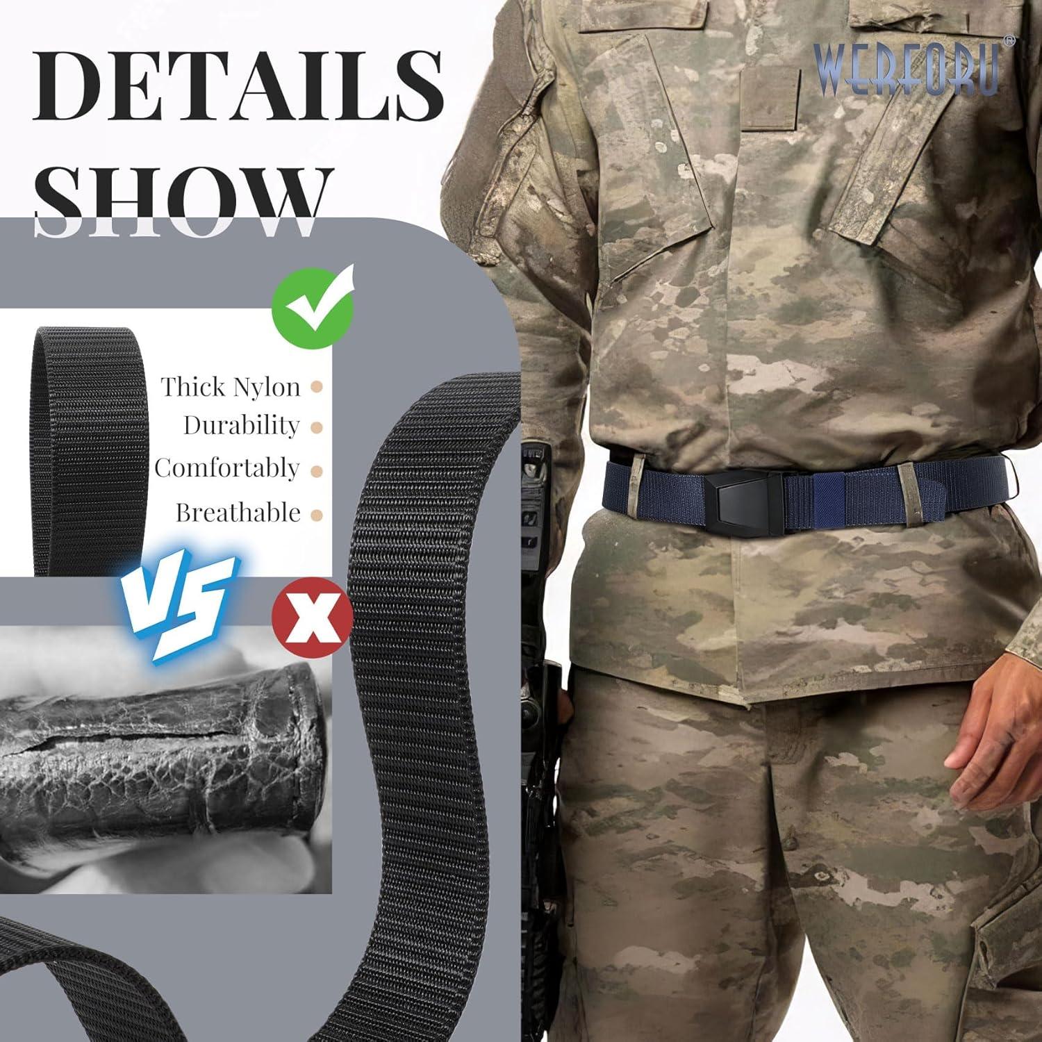 Cinturón Táctico Nylon WERFORU 2 Pack Ajustable 50 cm