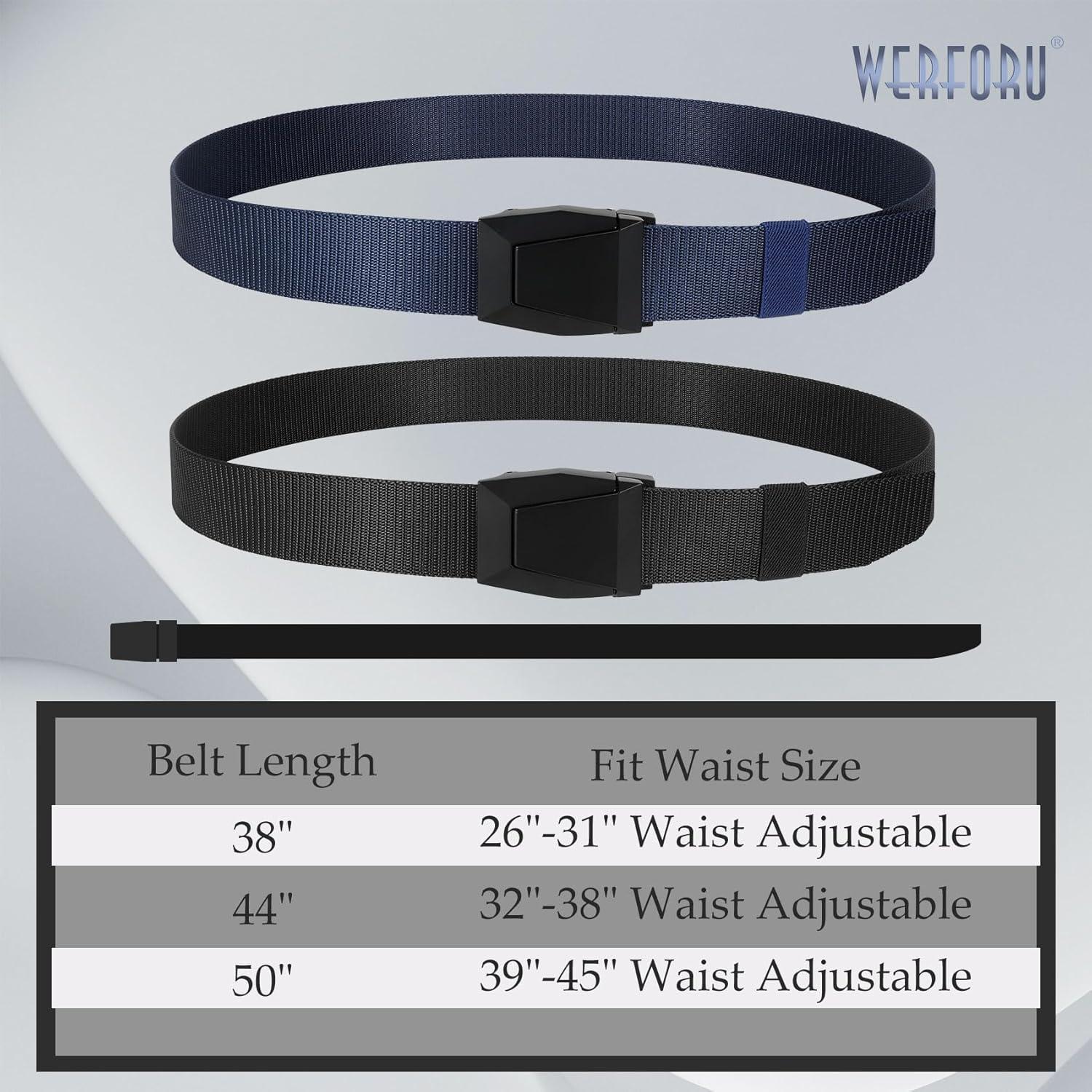 Cinturón Táctico Nylon WERFORU 2 Pack Ajustable 50 cm