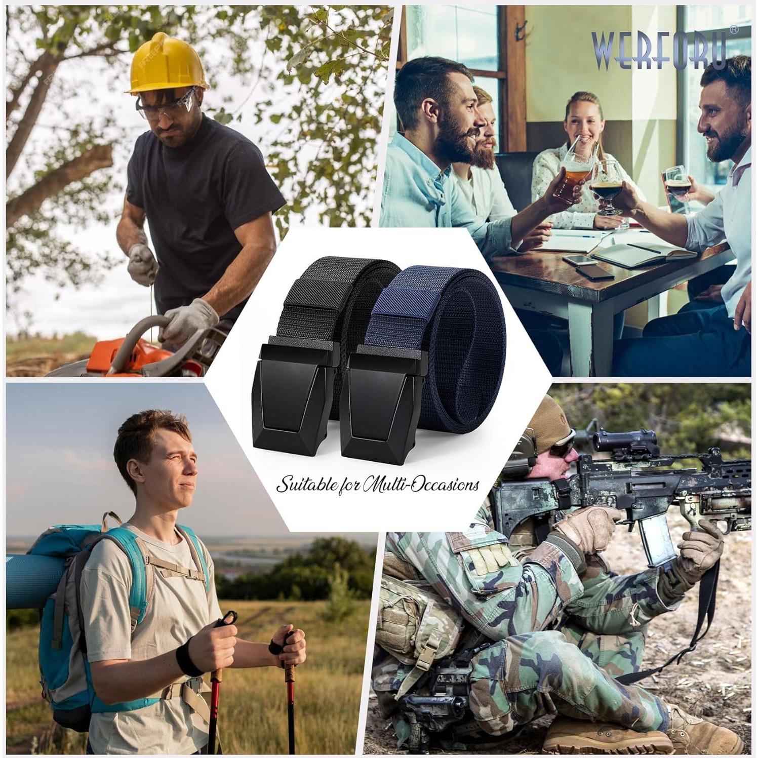 Cinturón Táctico Nylon WERFORU 2 Pack Ajustable 50 cm