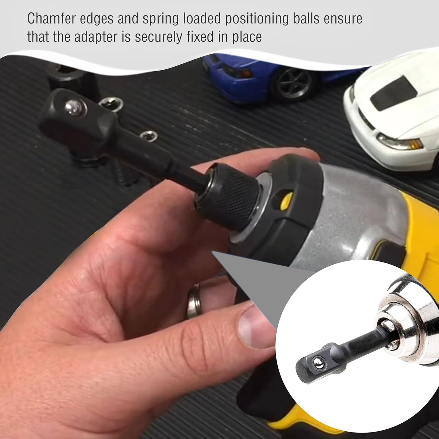 Conjunto de Adaptadores de Enchufe DeWalt 3 Piezas 1/4" 3/8" 1/2"