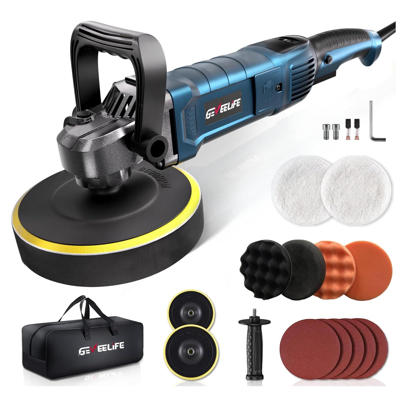 Buffer Polisher, 6 Inch/7 Inch 1600W Rotary Car Buffer Polisher Waxer, 7 Variable Speed 1000-3500 RPM, Detachable Handle for Car, Boat Sanding, Polishing, Waxing