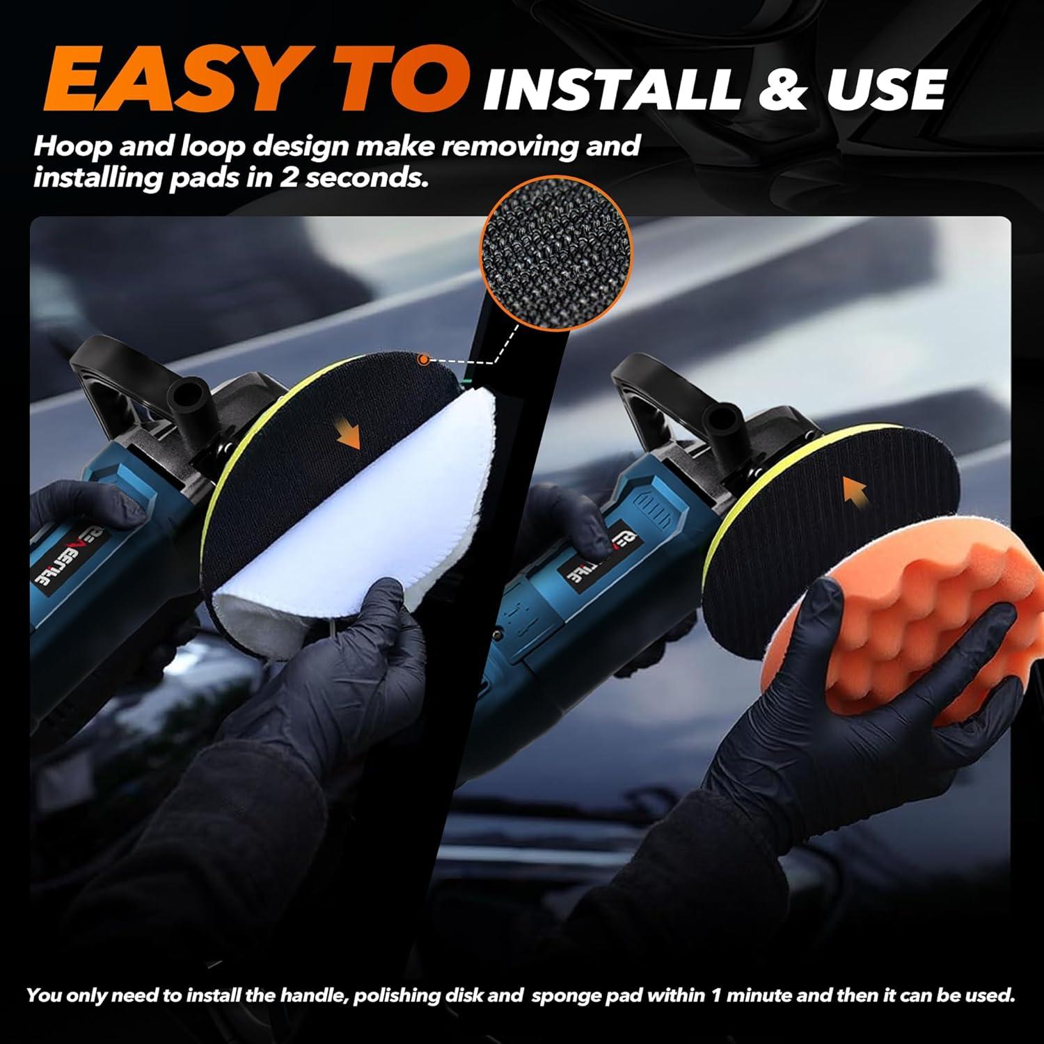 Buffer Polisher, 6 Inch/7 Inch 1600W Rotary Car Buffer Polisher Waxer, 7 Variable Speed 1000-3500 RPM, Detachable Handle for Car, Boat Sanding, Polishing, Waxing