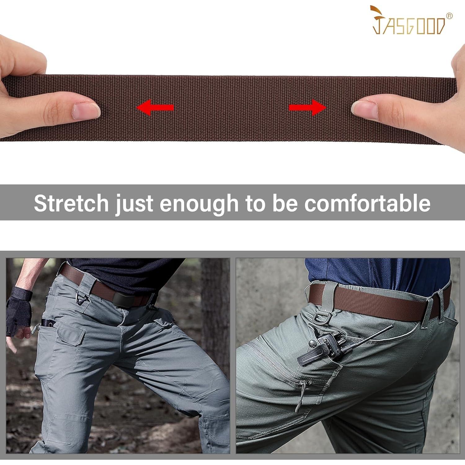 Cinturón Táctico Militar JASGOOD Nylon Elástico Negro 127 cm