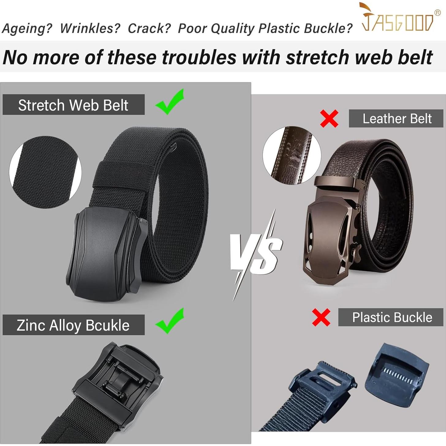 Cinturón Táctico Militar JASGOOD Nylon Elástico Negro 127 cm