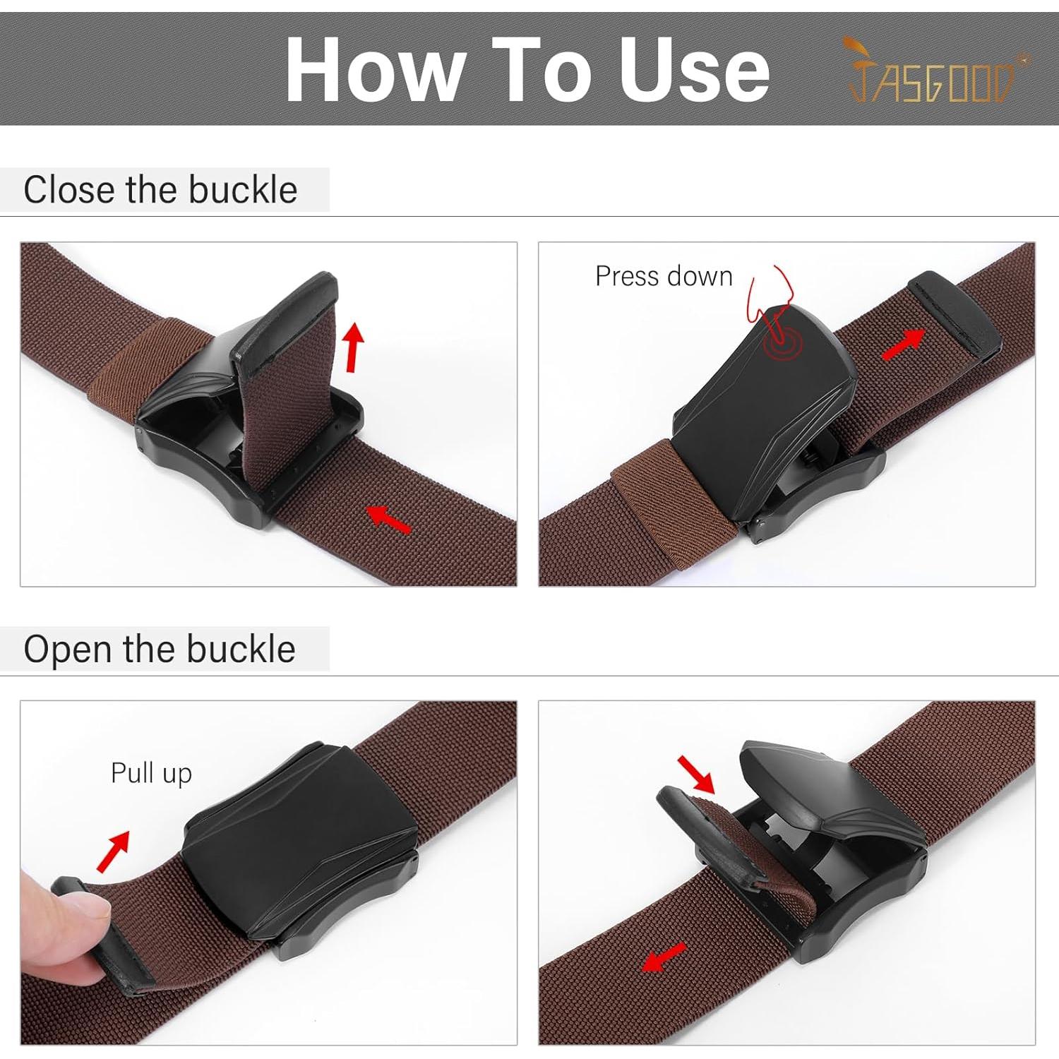 Cinturón Táctico Militar JASGOOD Nylon Elástico Negro 127 cm