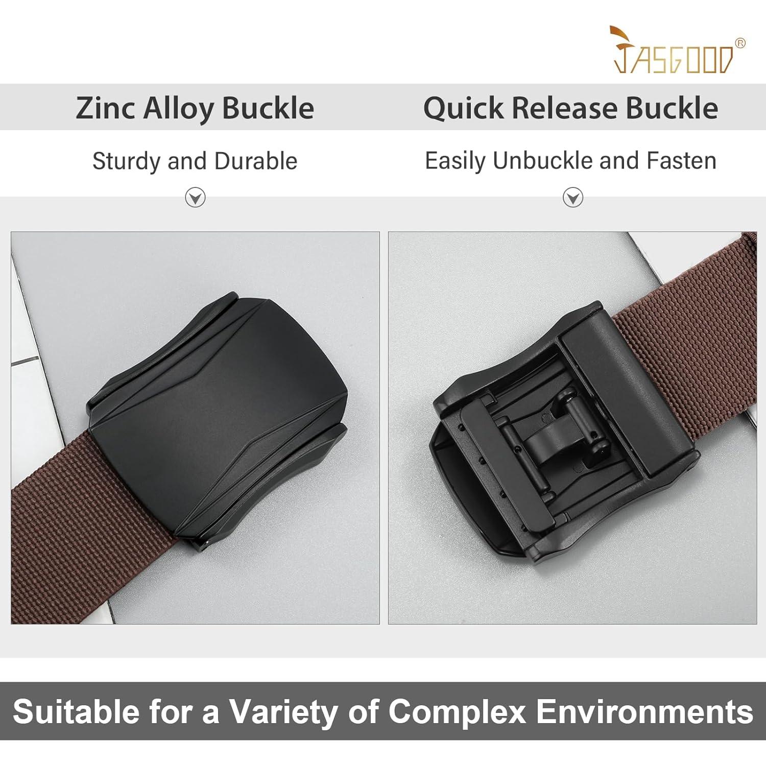 Cinturón Táctico Militar JASGOOD Nylon Elástico Negro 127 cm