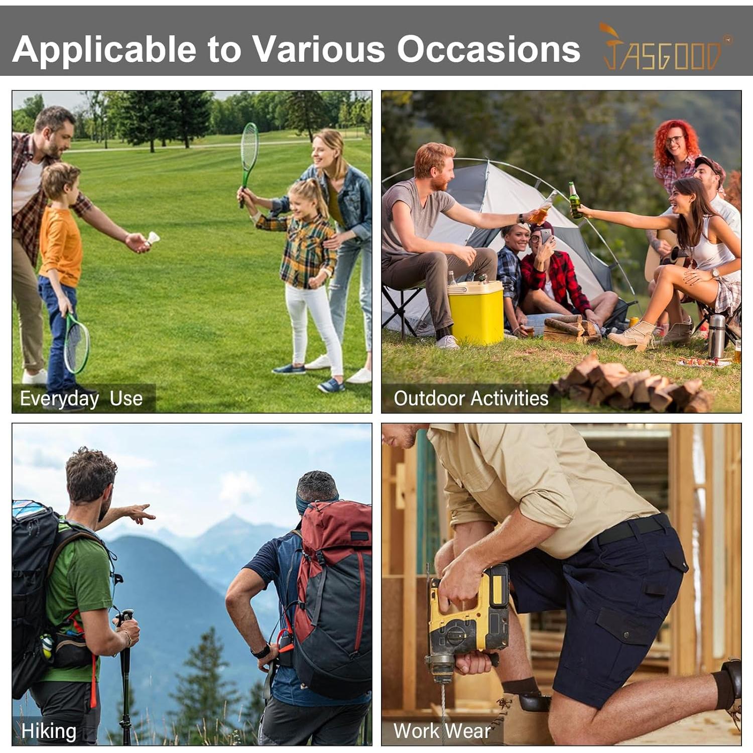 Cinturón Táctico Militar JASGOOD Nylon Elástico Negro 127 cm