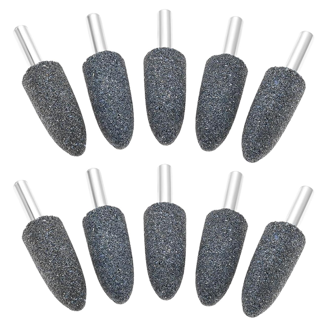 dophee 10Pcs 16mm Cone Shape Aluminum Oxide Mounted Grinding Stones Rotary Grinding Bits with 1/4" Shank for Electric Rotary Tools Drill Grinder