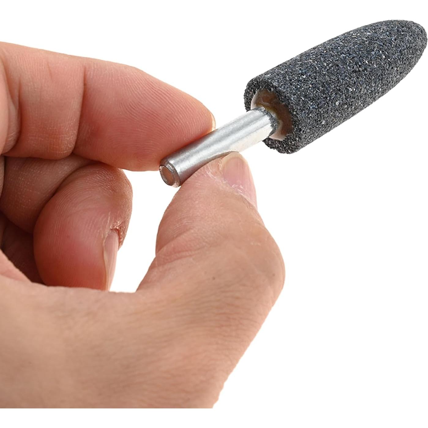 dophee 10Pcs 16mm Cone Shape Aluminum Oxide Mounted Grinding Stones Rotary Grinding Bits with 1/4" Shank for Electric Rotary Tools Drill Grinder