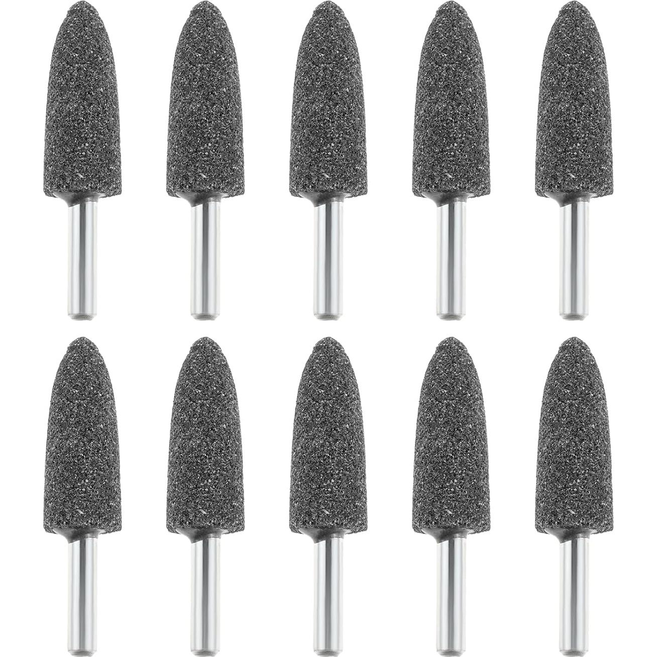 dophee 10Pcs 16mm Cone Shape Aluminum Oxide Mounted Grinding Stones Rotary Grinding Bits with 1/4" Shank for Electric Rotary Tools Drill Grinder