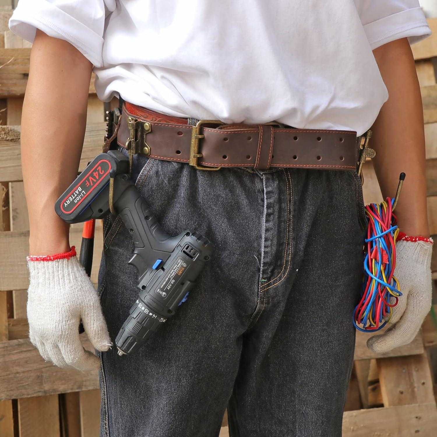 Cinturón de Herramientas TOURBON Ajustable con Ganchos