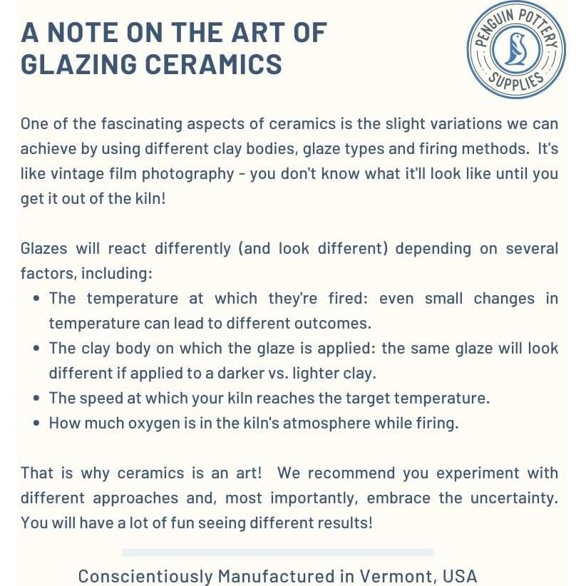 Penguin Pottery Underglaze for Ceramics - 8-Color Underglaze Set (4 oz Jars) - Ceramics Underglaze Cone 04 to Cone 6 - Paint Colors for Clay, Bisque - Under Glaze for Pottery - Low Fire to Mid Fire