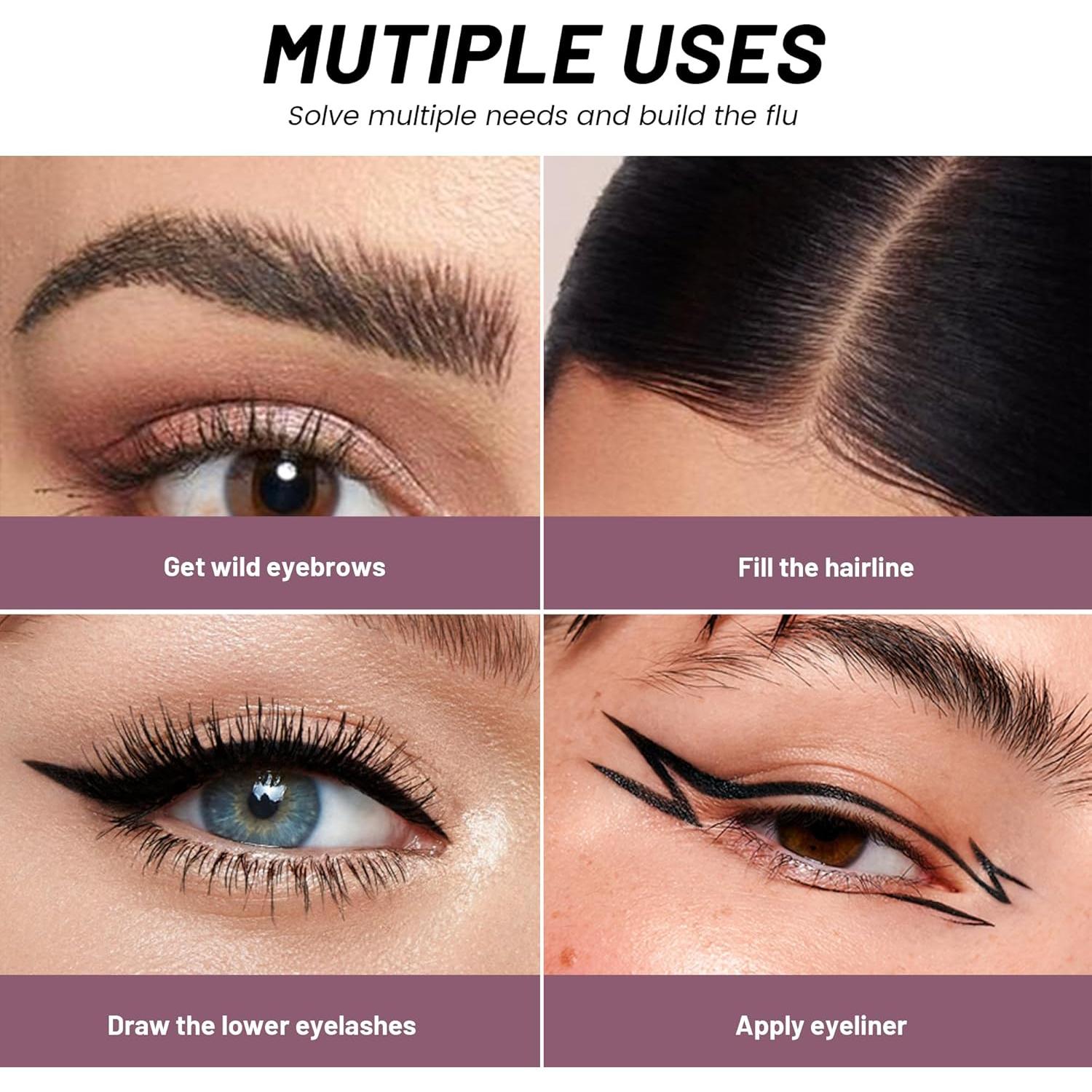 Lápiz para Cejas Pudaier Doble Extremo a Prueba de Agua Marrón Frío