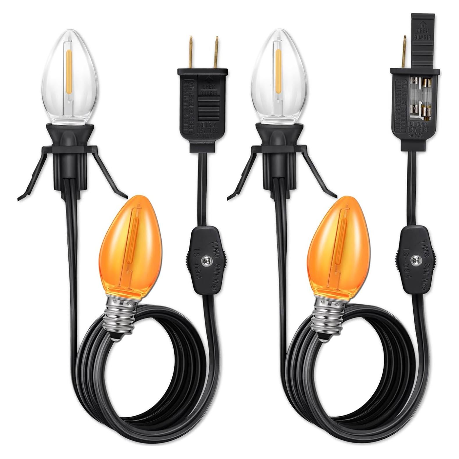 Cable de lámpara E12 Finelux 2 luces 1,83 m negro